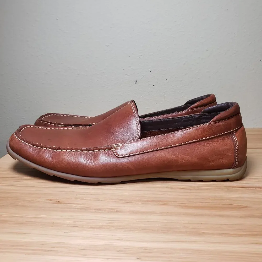Stacy Adams Men's‎ 10.5 Slip On Driving Loafers Camel Brown Leather Comfort Shoe